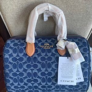 Coach Rowan Satchel Bag In Signature Denim Canvas NWT CY699